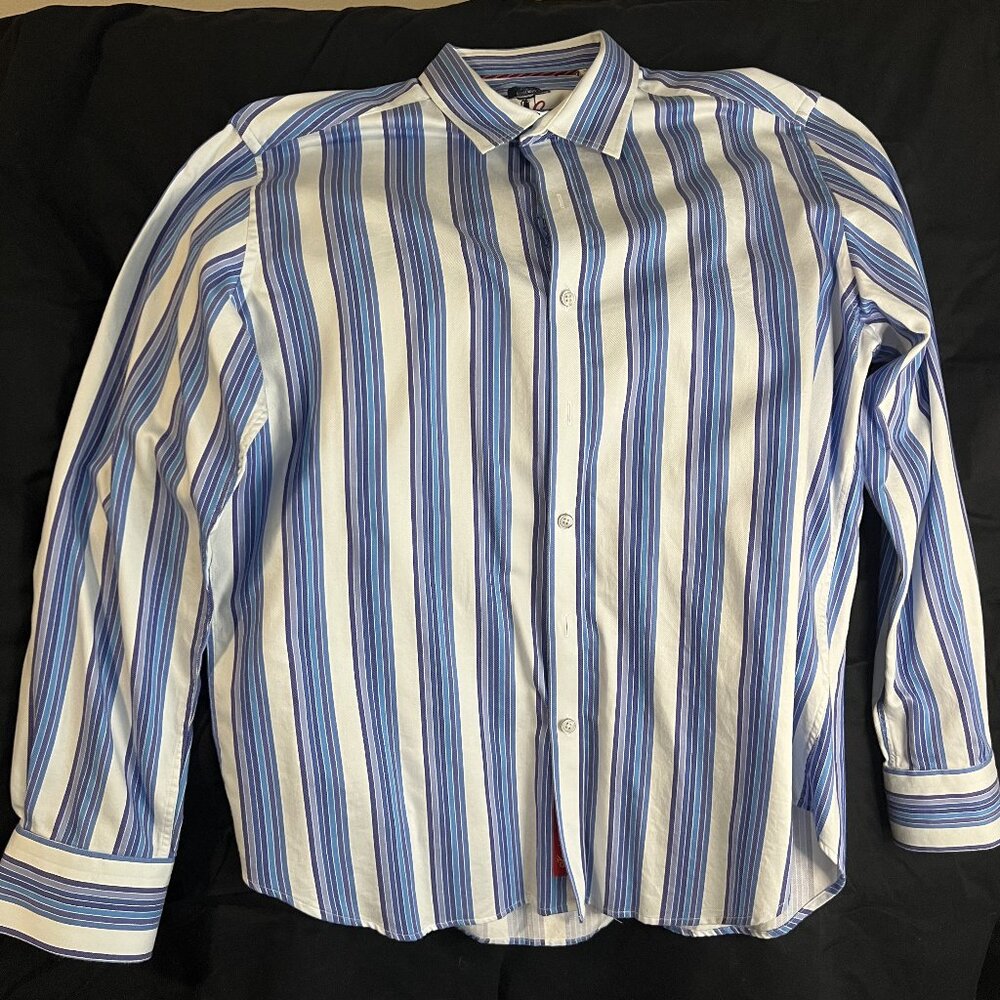 Robert Graham Blue & White Stripped Shirt